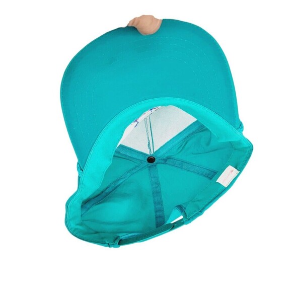 Vintage 80s Yupoong "Sleister & Sons" Teal Rope Nylon Snapback Trucker Hat - Picture 7 of 8